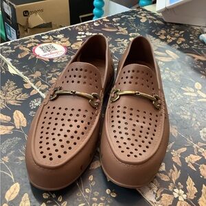 Floafers rubber Brown Loafers with Brass Detail